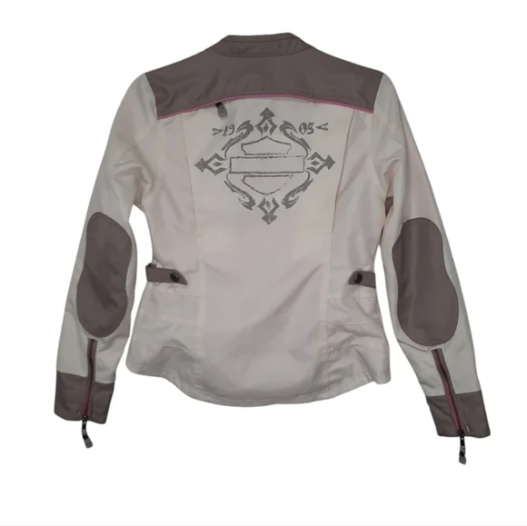 Harley Davidson Riding Gear Jacket Cream Tan Pink Womens Size XS Full Zipper - Picture 9 of 15
